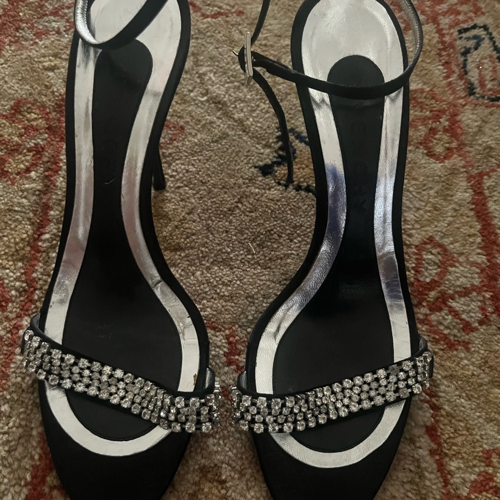 Elegant Givenchy Black and Silver Strappy Heels